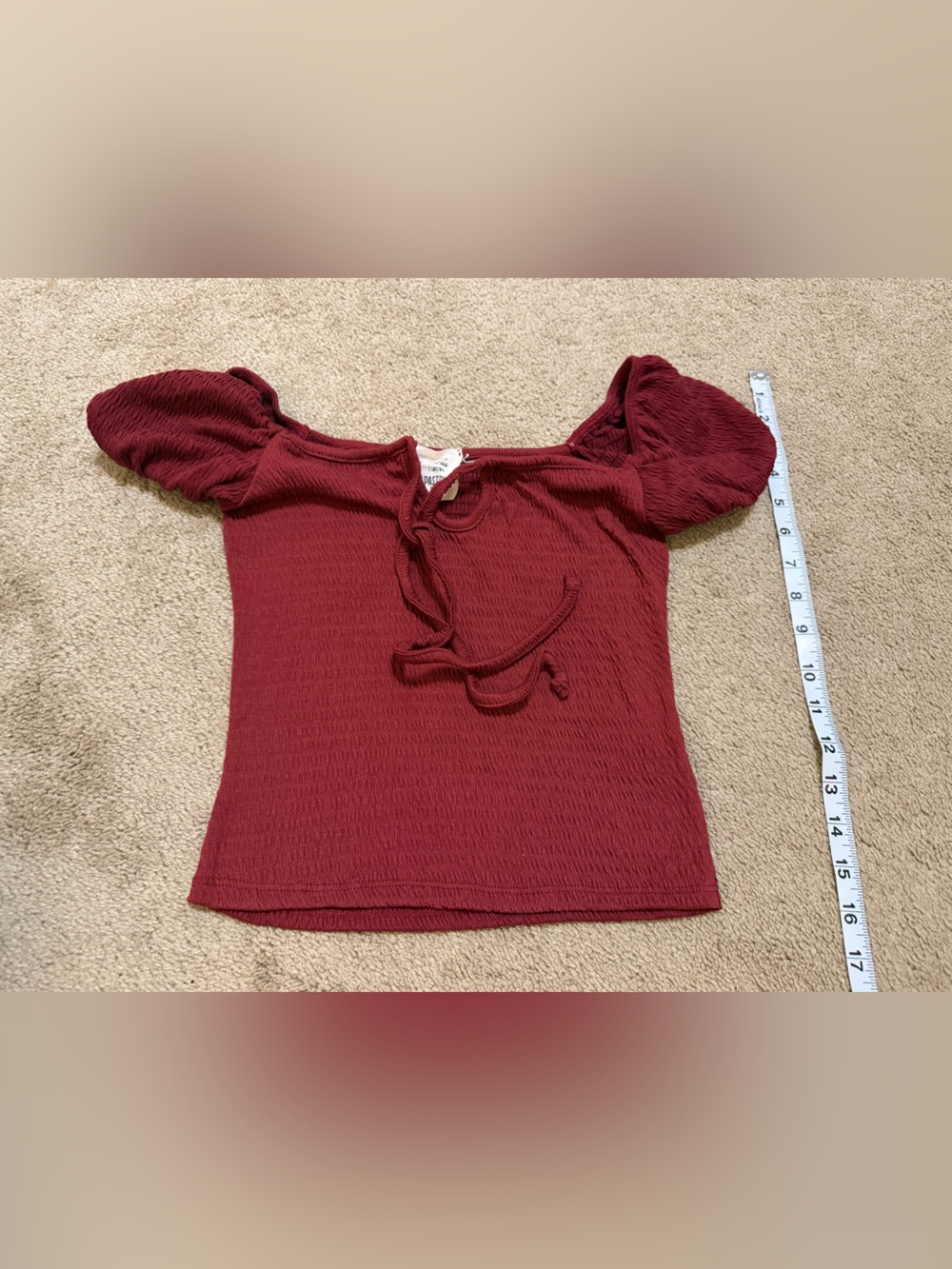 french pastry Off-the-Shoulder Puff Sleeve Sweater Top in Deep Wine